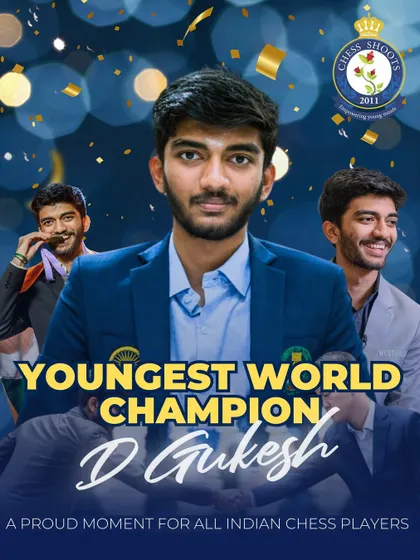 We celebrate the historic achievement of D Gukesh, the Youngest World Champion. His victory is a proud moment for all of Indian chess and inspires our own students to dream big.