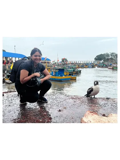 A photo of me with the Masked Booby I had been hoping to see for a year. The smile on my face says it all!