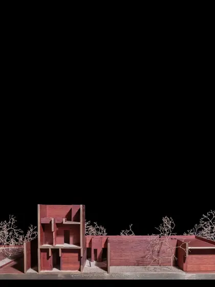 A sectional model of our Tiruppur house. The studio is now producing models of all scales to study sun paths, courtyard proportions, and spatial quality. Virtual models can only go so far; this is the real thing.