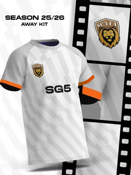 Our clean and classic away kit for the 25/26 season, designed for focus and victory on the road.