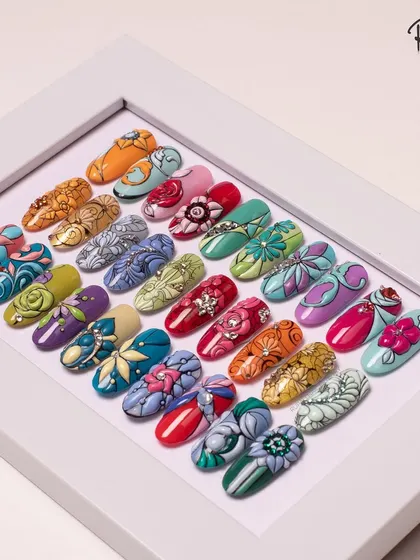 This view captures the glossy finish and 3D elements of the designs in this collection.