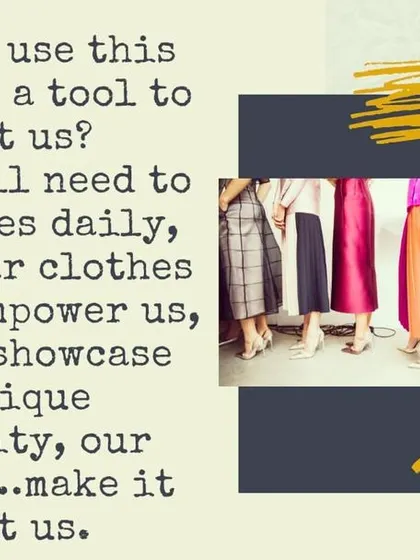 Since we all need to wear clothes daily, why not use this resource as a tool to benefit us? Let's choose clothes that empower us and showcase our unique personality and strengths.