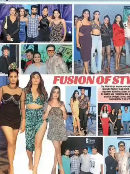 A collage from the "Fusion of Style" press coverage, showcasing multiple looks from my collection and the vibrant energy of the fashion show.