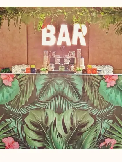 We can match any party theme you can dream of. For this event, we created a vibrant tropical bar complete with a flamingo and monstera leaf design, bringing a fun, summery vibe to the celebration.