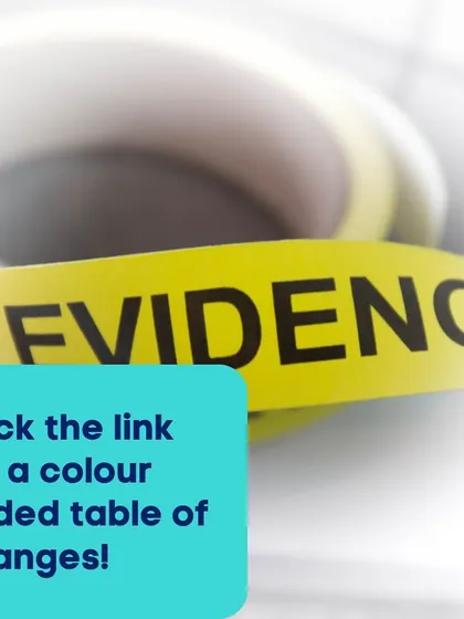 We provide accessible resources, such as color-coded tables, to explain complex legislative changes. This call to action directs clients to our detailed article on the new evidence law.