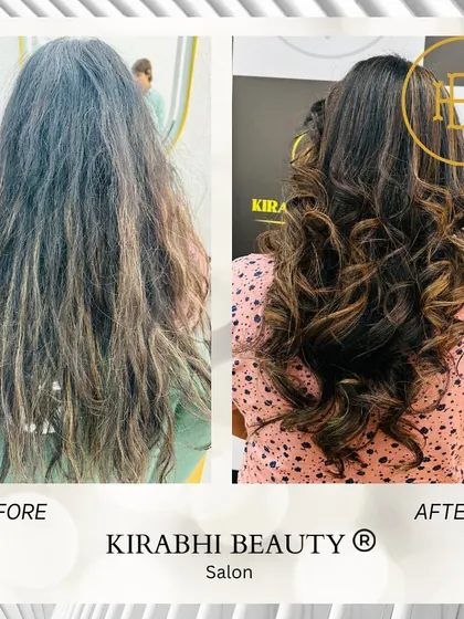 This client came in with dry, damaged hair, and left with these gorgeous, healthy-looking curls. This before and after showcases a complete hair transformation, adding life and bounce back to the hair.