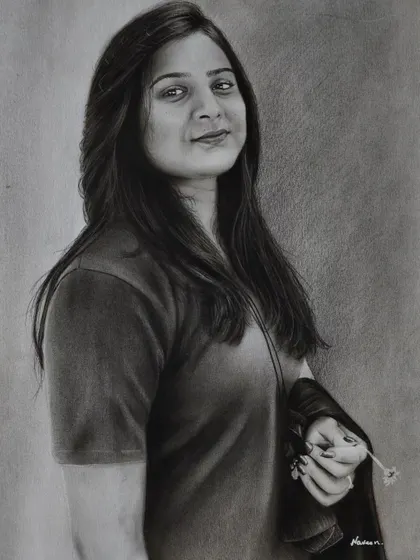 A close-up of the finished portrait.