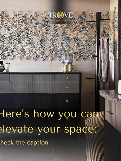 Here’s how you can elevate your bathroom space. This design uses a stunning patterned tile as a focal point above the vanity, demonstrating how to create visual interest and a sense of luxury.