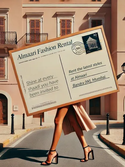 A postcard from the rental life. Shine at every shaadi you've been invited to by renting the latest styles from my store in Bandra.