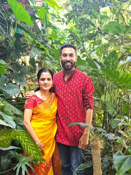 My wife and I in our garden. We started this journey together, and it has been amazing to watch it grow.