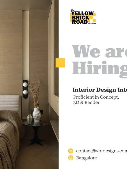 An ad from YBR Designs for an Interior Design Intern, open to candidates in Bangalore, Karnataka, or Delhi.