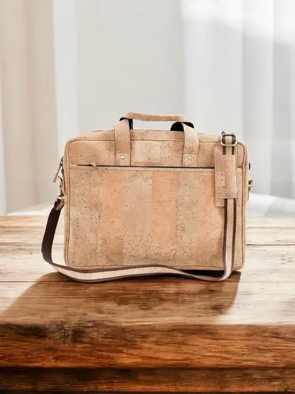 My cork laptop bag is a stylish and sustainable choice for carrying your tech. It's lightweight, durable, and water-resistant, featuring multiple compartments and a comfortable shoulder strap.