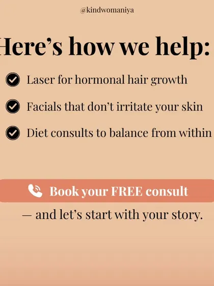 Here is how we help with hormonal skin issues. We offer laser for hormonal hair growth, gentle facials that do not irritate your skin, and even diet consults to help balance from within.