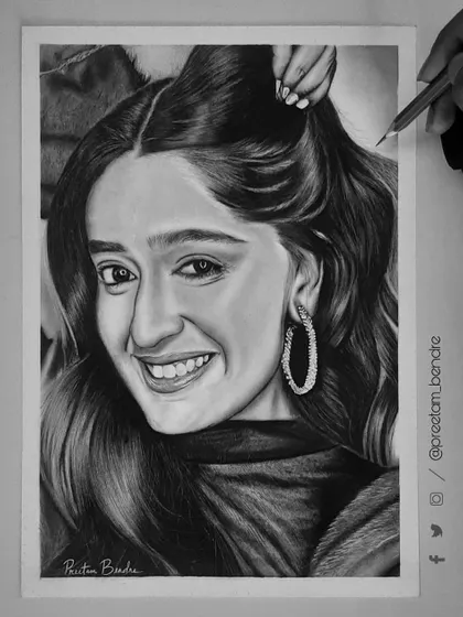 A hand-drawn portrait of the popular creator Niharika NM. I wanted to capture her bright, infectious smile and the personality that shines through in her funny videos.