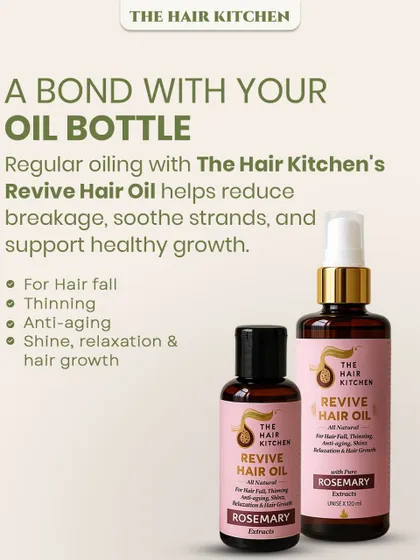 Building a bond with your oil bottle is a crucial step in your hair ritual. Regular oiling with my Revive Hair Oil, infused with pure Rosemary, helps reduce breakage, soothe strands, and support healthy growth for thinning hair.