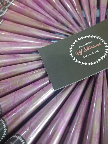 My fresh, organic henna cones, all rolled and sealed by hand. I make these in small batches to ensure they are always fresh when they get to you. The beautiful purple packaging makes them a lovely gift too.