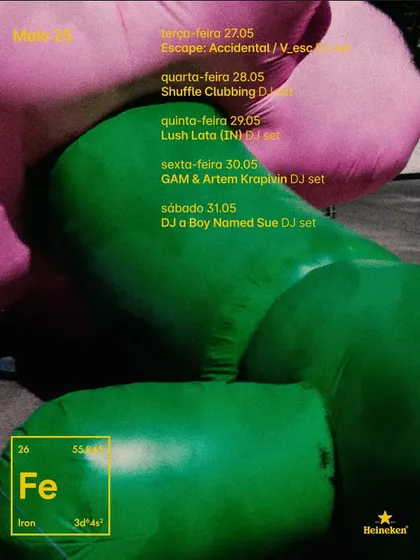 The weekly lineup poster from Ferro Bar in Porto, featuring my set.
