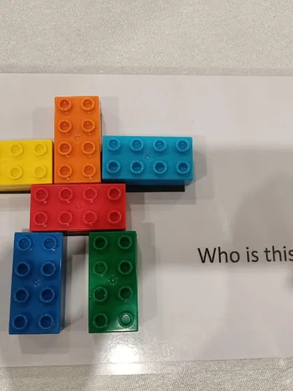 "Who is this?" A question prompts creative thinking as educators build figures with just six Lego bricks, a technique we use in our classrooms.