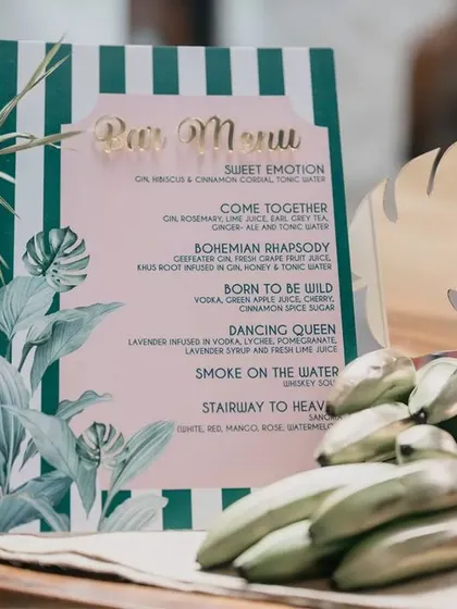 Cocktails and Nostalgia. The bar menu for the retro brunch featured drinks named after the couple's favorite classic songs, like "Bohemian Rhapsody" and "Stairway to Heaven."