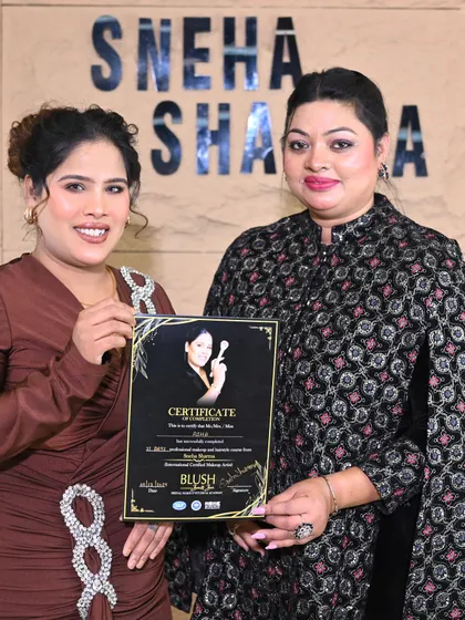 This student has successfully completed her advanced training and is now a certified makeup artist.