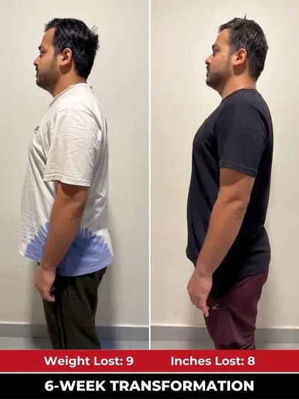 After years of struggling with discipline, Dinank lost 9 kgs and 8 inches in just 6 weeks. He found that our guided sessions and supportive team made it easy to stay consistent and finally see the results he'd always wanted.