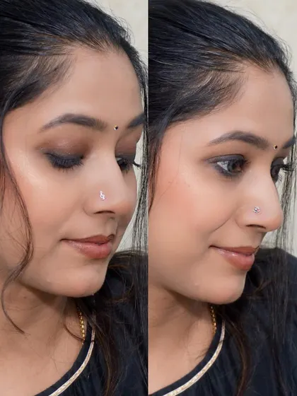 Trying out a different tiny silver nose pin with the same smokey eye makeup.