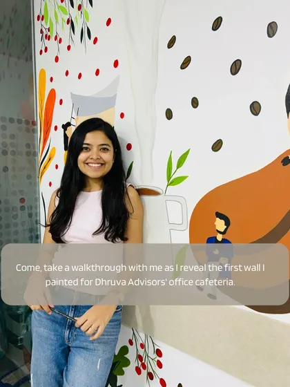 Come, take a walkthrough with me as I reveal the first wall I painted for Dhruva Advisors' office cafeteria.