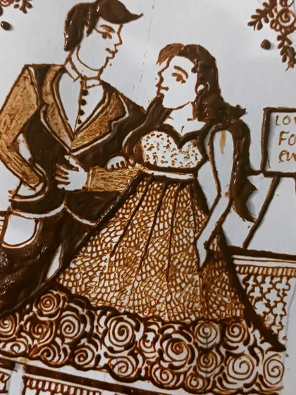 A romantic portrait of a couple, ready for their ring ceremony. This 'Love Forever' design is a beautiful way to celebrate the beginning of a new journey together.