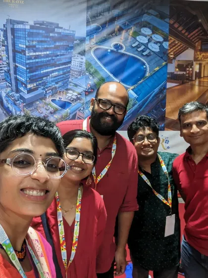 A selfie with friends and fellow attendees at the Kerala Literature Festival. These events are as much about the people you meet as the sessions you attend.