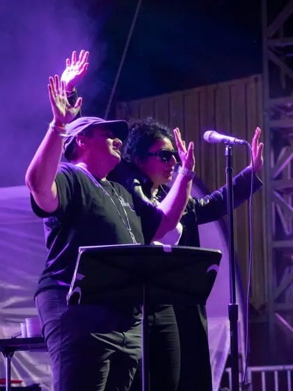 On stage with the incredible Arooj Aftab at SummerStage. It was an honor to share the stage and be part of her performance.