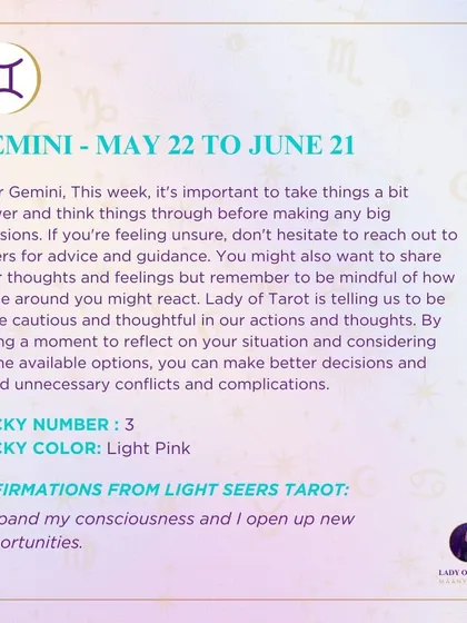 This week's tarot reading for Gemini. It's important to take things a bit slower and think things through before making any big decisions.