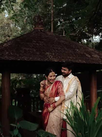 An extensive collection from a post-wedding shoot at the Livingreen Studio. Each image captures the couple's loving connection in a serene, natural environment.