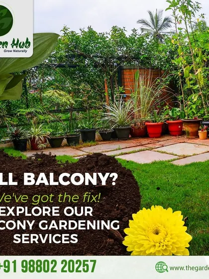 Have a dull balcony? We have the fix. This graphic showcases our ability to transform any small outdoor space into a vibrant garden.