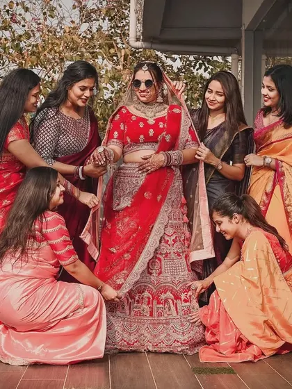 The bride squad on duty. We love capturing these fun moments. Our bride stands out, looking radiant and sassy amongst her friends.