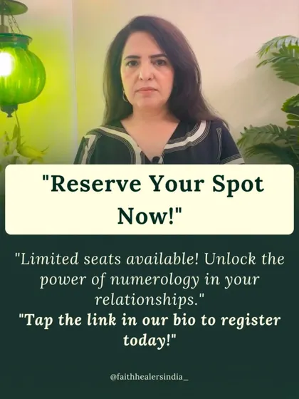 A promotional graphic for my numerology workshop, encouraging users to reserve their spot to unlock the power of numbers in their relationships.