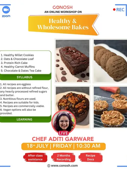 A second opportunity to join my Healthy & Wholesome Bakes workshop. All recipes are commercially viable and kid-friendly, with vegan options also provided.