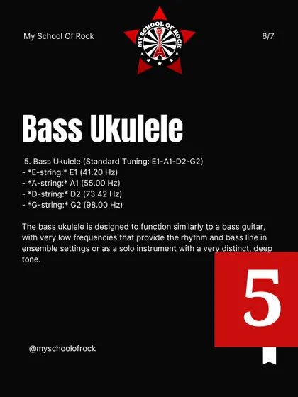 A guide to the Bass Ukulele, designed to function like a bass guitar with very low frequencies to provide rhythm and a deep tone.