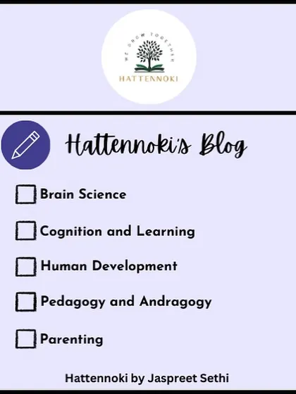 A checklist graphic announcing the launch of the Hattennoki blog. My goal is to share fresh ideas and a deeper understanding of how we learn and grow.