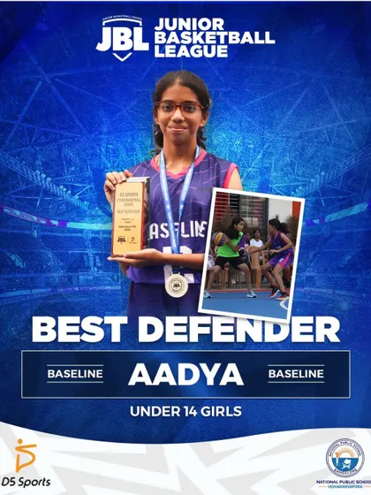 Defense wins championships. Aadya from Baseline is recognized as the Best Defender for the U14 Girls, showcasing her lockdown defensive skills.