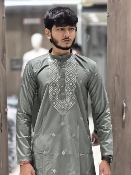 The grey ready-to-wear kurta, a subtle and sophisticated option.