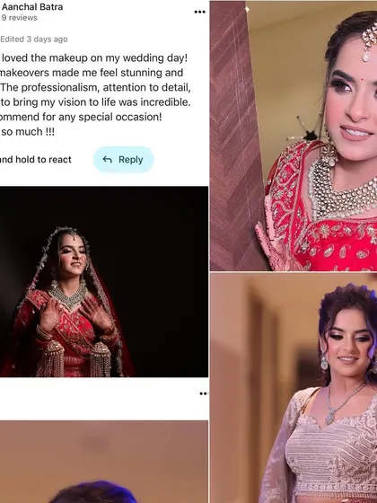 Aanchal's review mentions my professionalism, attention to detail, and ability to bring her vision to life. Seeing her stunning photos alongside her kind words means the world to me.