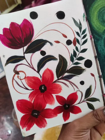Another angle of the red and black gouache floral piece.