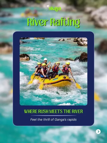 Feel the thrill of the Ganga's rapids. Our Rishikesh retreats aren't just about peace and quiet; we mix in a healthy dose of adventure with activities like river rafting.