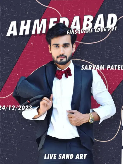 The official poster for my live sand art show in Ahmedabad for Finsquare Edge Pvt.