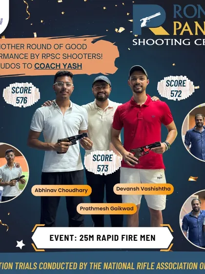 A power-packed performance by our 25m Rapid Fire Men's team at the NRAI Selection Trials. Under the guidance of Coach Yash, our shooters continue to deliver top scores and dominate the national circuit.