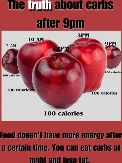The truth about carbs after 9 pm. Food doesn't have more energy after a certain time. You can eat carbs at night and still lose fat if you're in a calorie deficit.