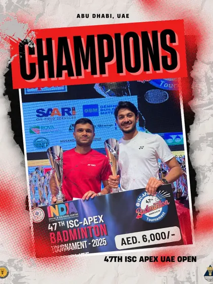 Our players conquering the international stage. Here are our star duo, Deep Rambhiya and Pratik Ranade, after winning the 47th ISC APEX UAE OPEN in Abu Dhabi.