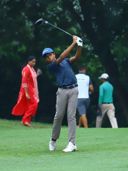 An action shot of Rayirth Jain's swing during the US Kids New Delhi Fall Local Tour.