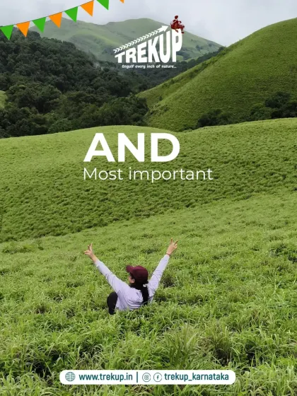 And most importantly, that feeling of pure joy and freedom in the middle of nature. A trekker enjoying the vast green meadows.