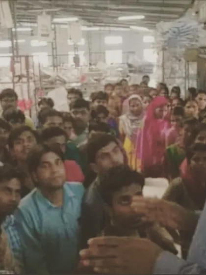 Another view of the Vapi factory discussion shows the gathering that our founder connected with the beginnings of Mission India Beautification.